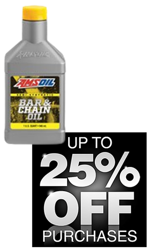 Buy AMSOIL chainsaw bar and chain oil.